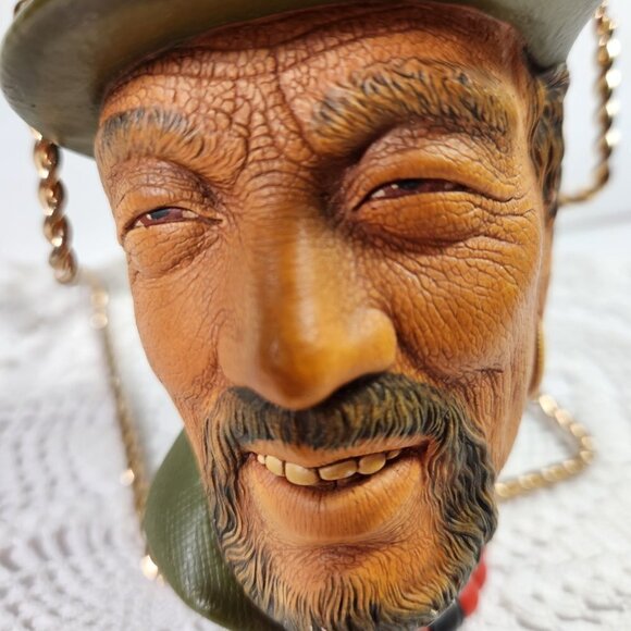 Tibetan Man Chalkwarw Head 1960's Bossons Wall Hanging Made in England - Picture 8 of 12